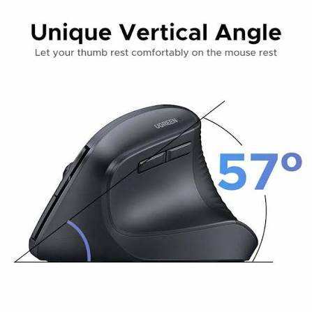Souris Ergonomique Sans Fil Bluetooth & 2.4GHz - Green Lion -  Unique Vertical Angle Ergo Trip  – 4000 DPI – Noire – 03 Mois de Garantie