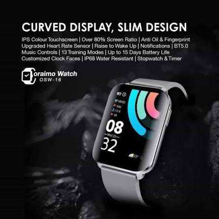 Montre Connectée  - Oraimo -  Écran Incurvé 1,69″ – Design Fin – Étanche IP68 – Autonomie 15 Jours - Garantie 03 Mois