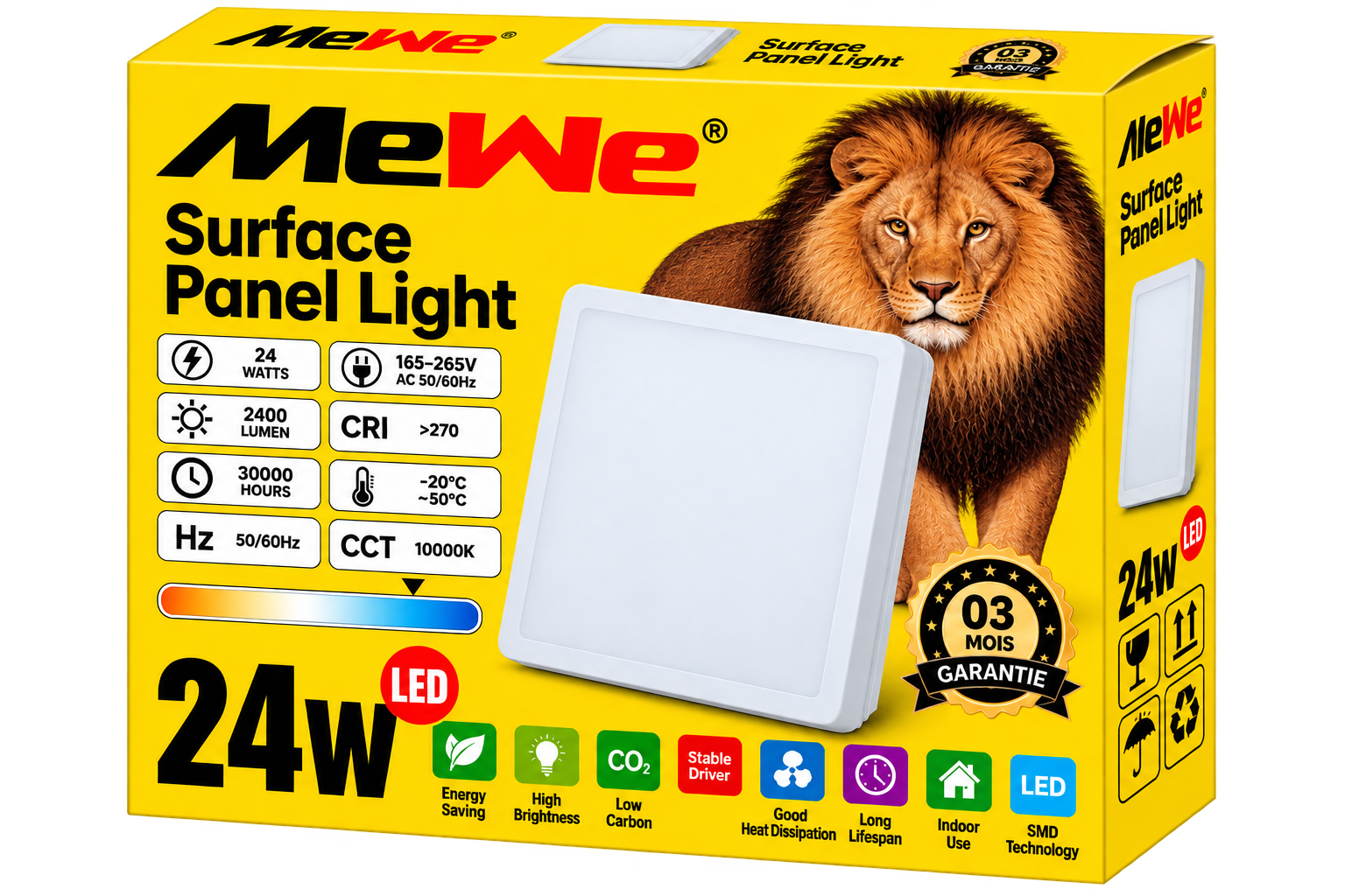 Panneau LED - Mewe - MWLED-PNL2402-SQ - Puissance 24 W - 2400 lumens
